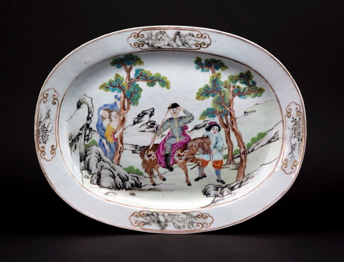 Chinese export porcelain famille rose meatdish with Don Quixote scene | MasterArt